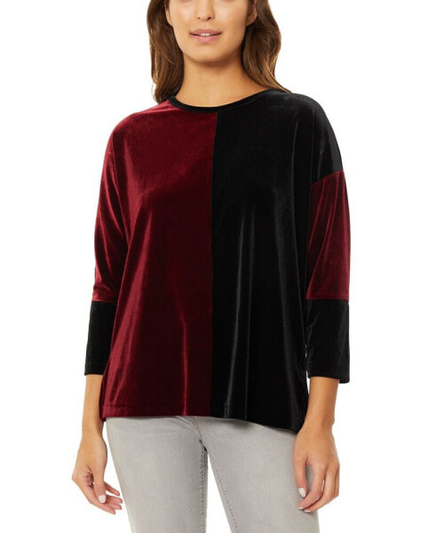 Women's Stretch Velour Color Block Tunic Top