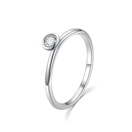 Charming silver ring with clear zircon R00019