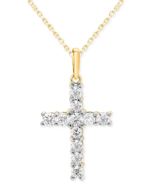 Forever Grown Diamonds lab-Created Diamond Cross 18" Pendant Necklace (1/2 ct. t.w.) in Sterling Silver