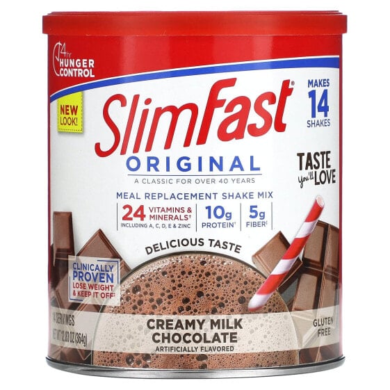 SlimFast, Original, смесь коктейлей для замены приемов пищи, сливочный молочный шоколад, 364 г (12,83 унции)