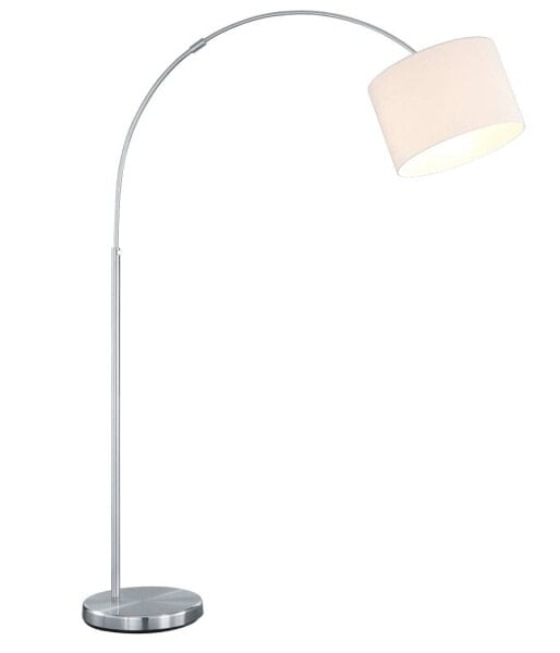 Bogenlampe dimmbar Stoffschirm Weiß