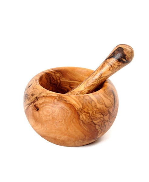 Olive Wood Round Pestle and Mortar