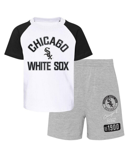 Комплект для малышей OuterStuff белый, серый Чикаго Уайт Сокс Baller Raglan - футболка и шорты"Baller Out"