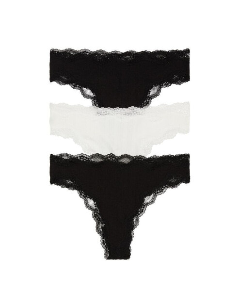 Women's Lorelai Hi-Cut Thong Underwear Set, 3 Pieces