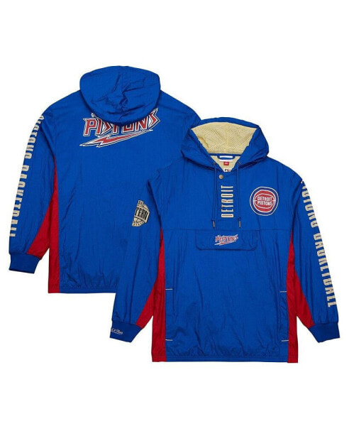 Men's Blue Distressed Detroit Pistons Team OG 2.0 Vintage-Like Logo Anorak Windbreaker Quarter-Zip Jacket