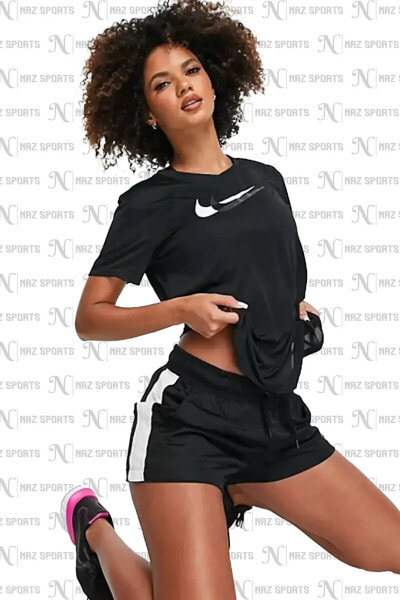 Dri-Fit Swoosh Running Standart Kesim Siyah Kadın Spor Tişört