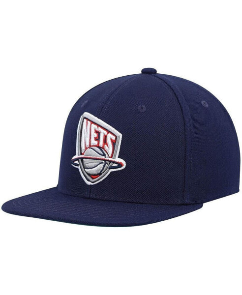 Головной убор Mitchell & Ness мужской синий New Jersey Nets Hardwood Classics Team Ground 2.0 Snapback Hat