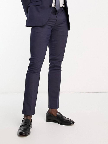 New Look skinny suit trousers in navy texture