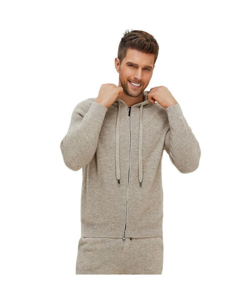 Men's Bellemere Ribbed Cashmere Full Zipper Hoodie