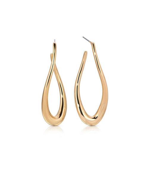Oblong 18k Gold Plated Abstract Hoop Earring