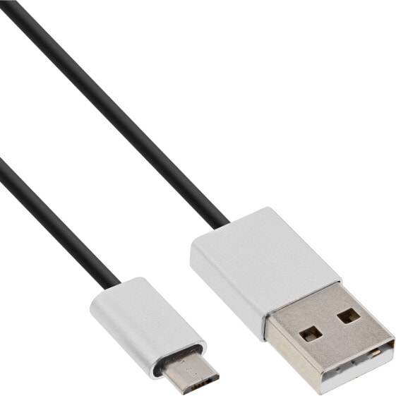 InLine Micro-USB 2.0 Cable - USB Type A / Micro B M/M - black/alu - flexible - 1.5m