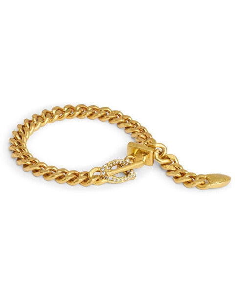 Women's Faux Stone Signature C Buckle Curb Chain Bracelet