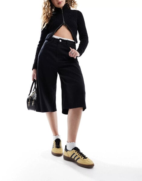 Monki longline shorts in black