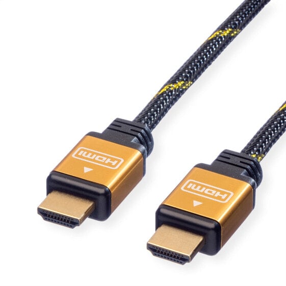 ROLINE 11.88.5563 - 3 m - HDMI Type A (Standard) - HDMI Type A (Standard) - 1920 x 1080 pixels - 3D - Black - Gold