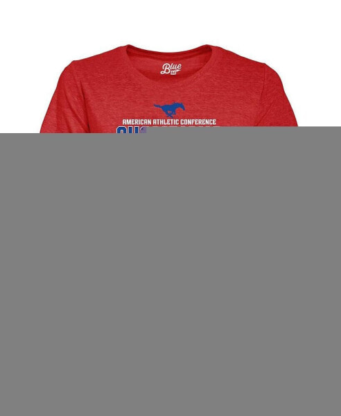 Women's Red SMU Mustangs 2023 AAC Football Conference Champions Locker Room Tri-Blend Crew Neck T-shirt