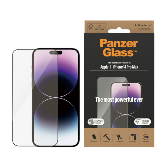 PanzerGlass ™ Screen Protector Apple iPhone 14 Pro Max | Ultra-Wide Fit w. EasyAligner - Apple - Apple - iPhone 14 Pro Max - Dry application - Scratch resistant - Shock resistant - Anti-bacterial - Transparent - 1 pc(s)
