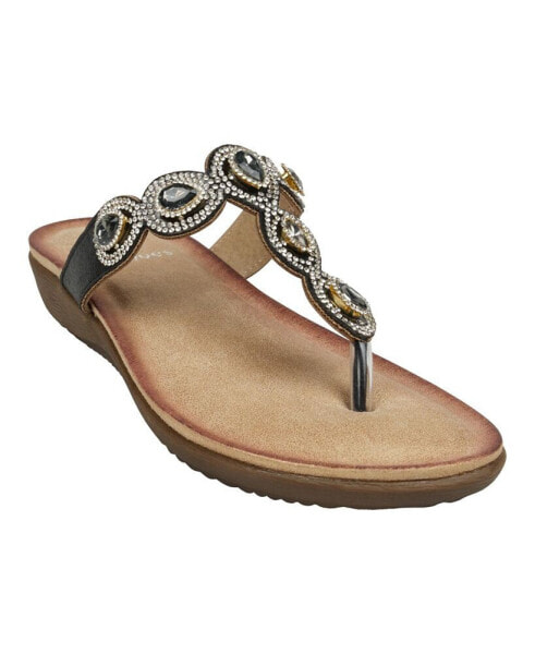 Women's Zara Jeweled T Strap Thong Flat Sandals