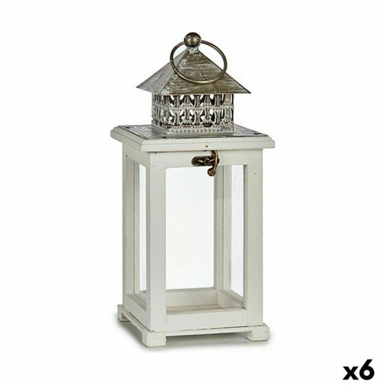 Фонарь деревянный металлический бело-серебристый Gift Decor Lantern 13 x 29 x 13 см (6 штук)