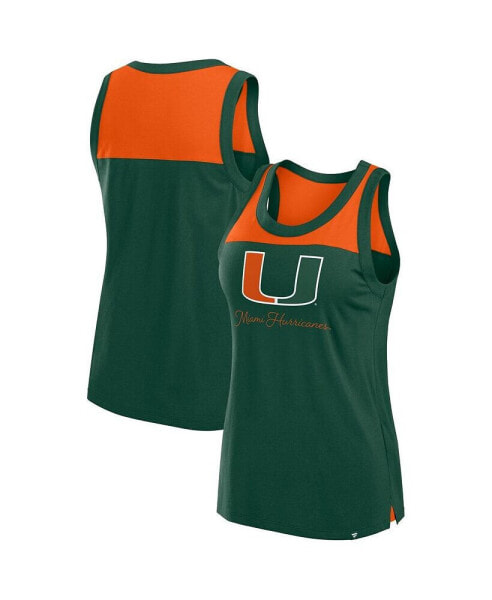 Women's Green Miami Hurricanes Crosley Colorblock Tank Top