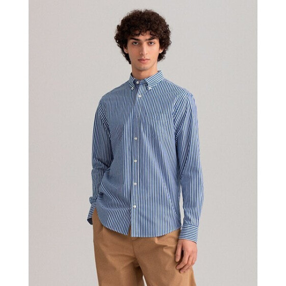 GANT Regular Broadcloth Stripe Buttoned Long Sleeve Shirt