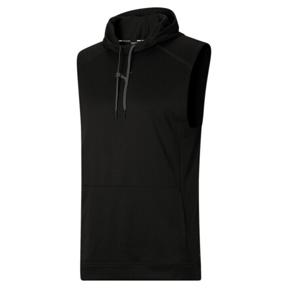 Puma Train Tech Knit Sleeveless Pullover Hoodie Mens Black Casual Outerwear 5201