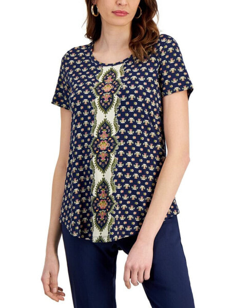 Топ JM Collection Printed ScoopNeck Butterfly