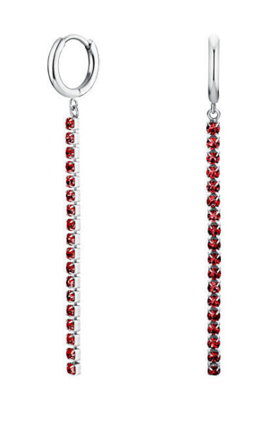 Charming steel earrings with red crystals Tennis JETSS-J925