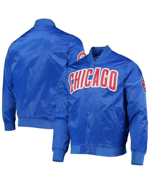 Men's Royal Chicago Cubs Wordmark Satin Full-Snap Jacket