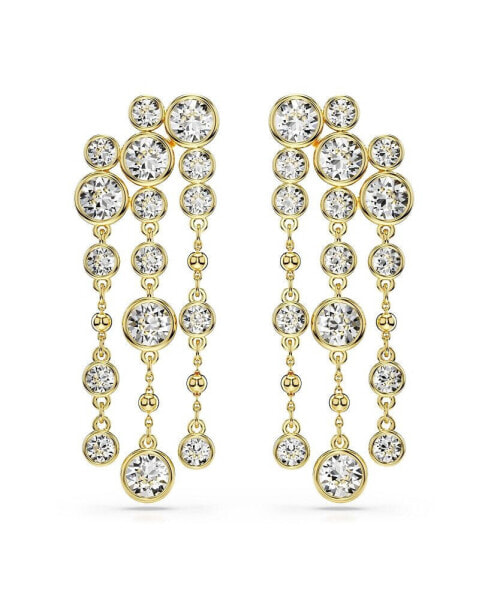 Round Cut, Chandelier, White, Gold-Tone Imber Drop Earrings