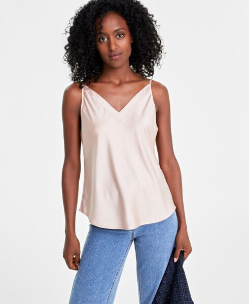 Women's Satin Double V-Neck Tank, Created for Macy's