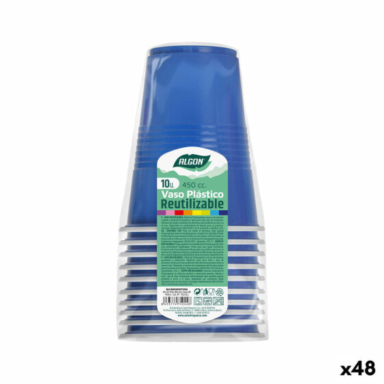 Набор многоразовых чашек Algon Синий 48 штук 450 ml (10 Предметы)