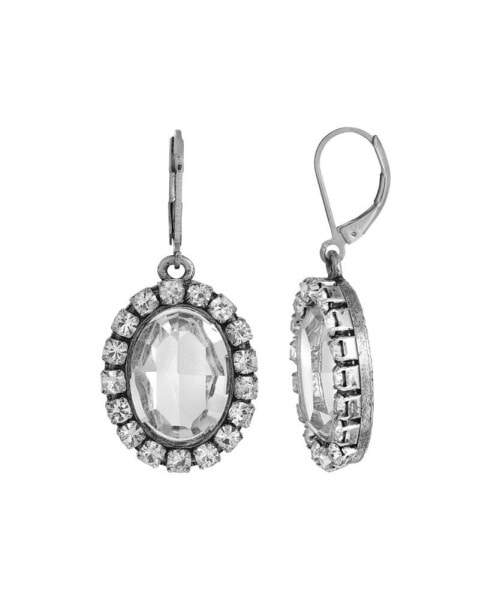 Silver Tone Crystal Rimmed Earrings