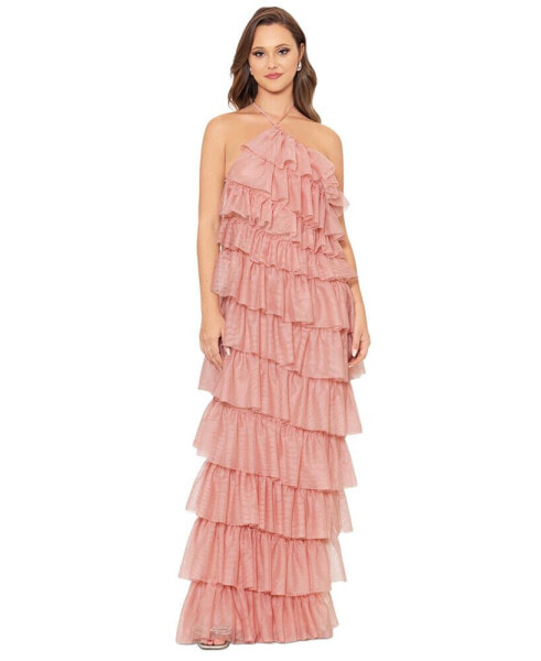 Women's layered Ruffle Halter Gown