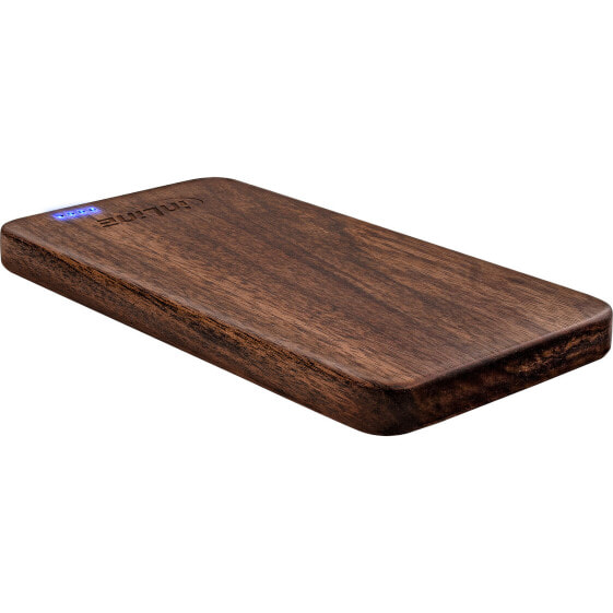 PowerBank Inline woodplate 5.000mAh - with LED - walnut wood