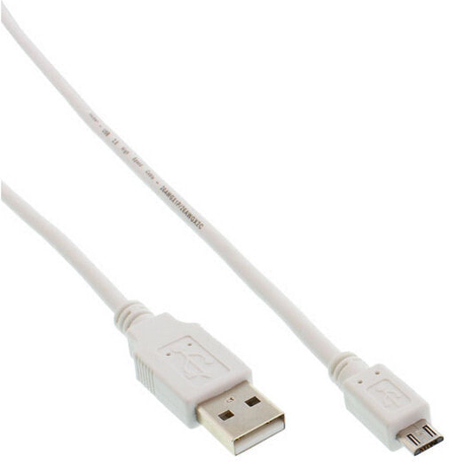 InLine Micro USB 2.0 Cable USB Type A male / Micro-B male - white - 5m
