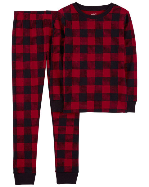 Kid 2-Piece Buffalo Check 100% Snug Fit Cotton Pajamas 7