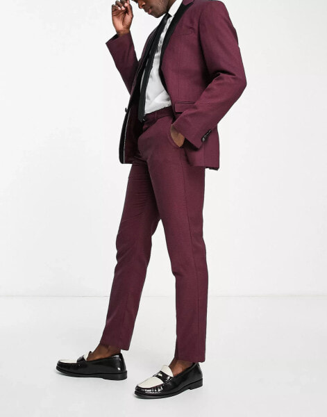 New Look slim suit trouser in burgundy