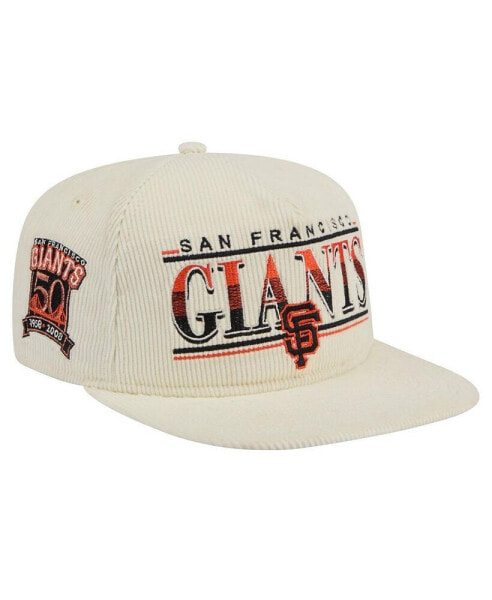 Men's Cream San Francisco Giants Throwback Bar Golfer Corduroy Snapback Hat