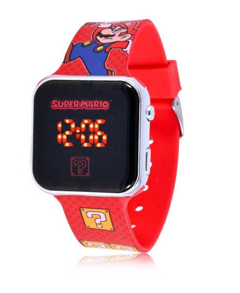 Наручные часы Nintendo детские Супер Марио светящиеся диодные красные часы с силиконовым ремешком 32 мм