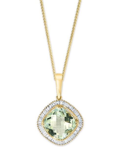 Green Quartz (5-1/4 ct.) & Diamond (1/2 ct. t.w.) 18" Pendant Necklace in 14k Gold