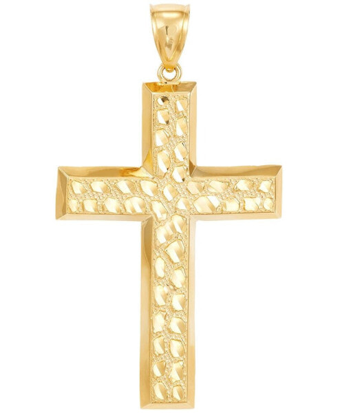 Men's Nugget Cross Pendant in 10k Gold