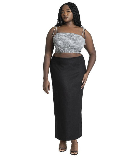 Plus Size Linen Column Skirt - 18, Black Onyx