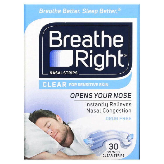 Полоски для носа Breathe Right Clear, SM/Med, 30 шт.