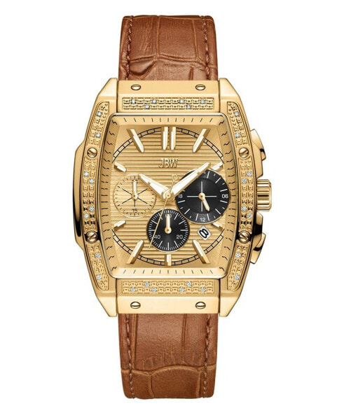 Men's Echelon Chronograph Brown Genuine Calf Leather Watch, 41mm