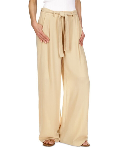 Women's Self-Sash Drapey Crepe Wide-Leg Pants