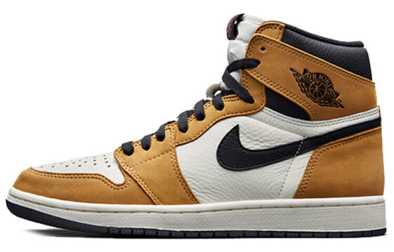 Jordan Air Jordan 1 Retro High "Rookie Of The Year" 减震耐磨 高帮 复古篮球鞋 男女同款 小麦色 / Кроссовки Nike Air Jordan 1 Retro High Rookie of the Year (Белый, Коричневый)