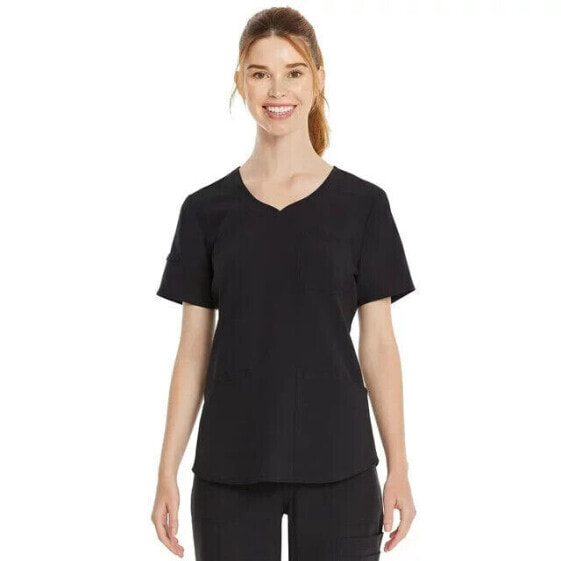 Scrubstar Women's Black Core Essentials Sweetheart V-Neck Scrub Top Solid Large