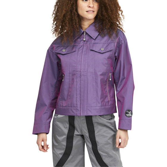 Puma Pronounce X Woven Full Zip Jacket Womens Purple Casual Athletic Outerwear 5