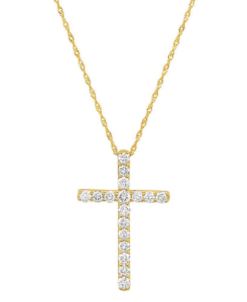 Macy's 241 WEAR IT BOTH WAYS Diamond Cross Pendant Necklace (1/2 ct. t.w.) in 14k White Or Yellow Gold