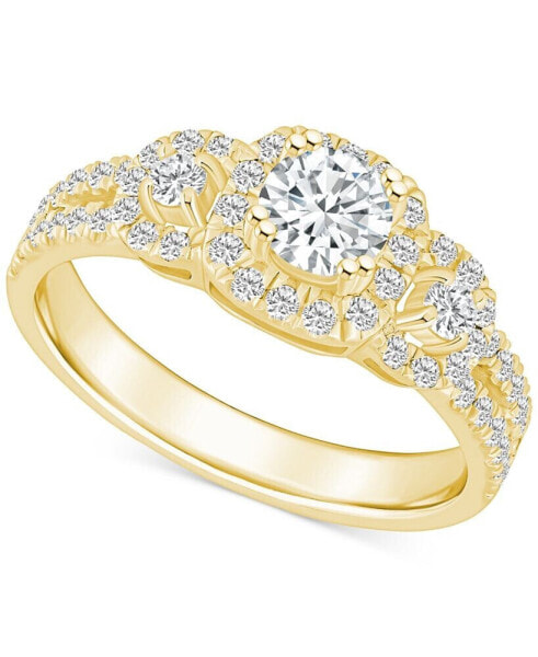 Diamond Halo Engagement Ring (1 ct. t.w.) in 14k White, Yellow or Rose Gold